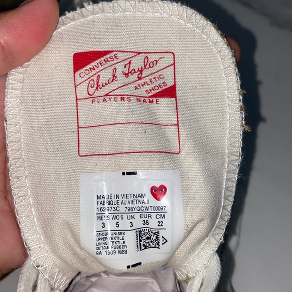 CONVERSE X COMME DES GARCONS PLAY CTAS 70 High Multi Heart  162973C Size Wo’s 5 - Picture 15 of 17